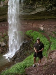 Rich reaches the base of the upper falls.