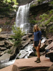 Zhanna at the base of the falls