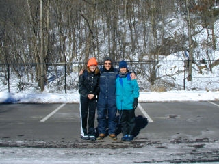 Three Life Hikers, ready to climb the gorge in winter!