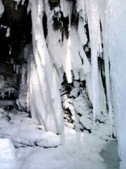 Inside the ice cathedral were some twisted columns that resembled licorice or braided pretzels.