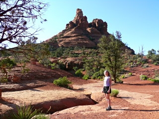 Zhanna is ready for a "short hike" around Bell Rock.