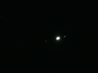 My very first crappy image of Jupiter and two moons.