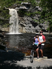 Rich and Zhanna at Awosting Falls.  Some hikers offered to take our photo.