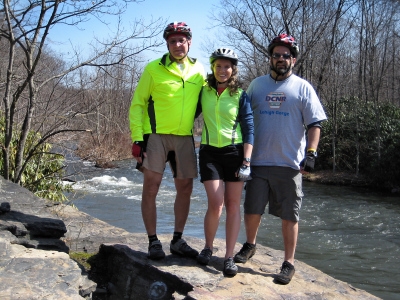 Rich, Zhanna, and John burn some calories along the River Trail before meeting for tacos at La Tonalteca!