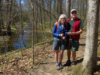 Zhanna and Rich stop for a break near the creek!