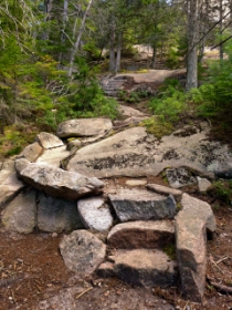 Older granite steps on the Bubble & Jordan Ponds Path