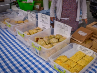 Scones and other treats at Breadbox Bakery stand