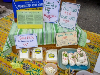Artisan goat cheeses at Sunset Acres Farm stand