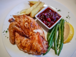 Roast Half Chicken from Sunset Acres Farm, dinner at Red Sky