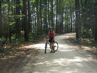 I loved riding on these sandy roads and trails through the tall pines and sweet gum trees.